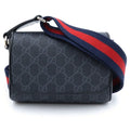 Gucci GG Supreme Super Mini Shoulder Bag Black Canvas Leather Silver