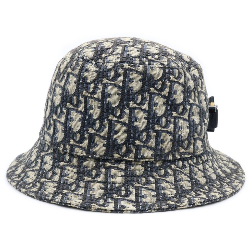 Dior Oblique Cotton Blend Jacquard Bob Hat Bucket Hat Beige Navy — view 4