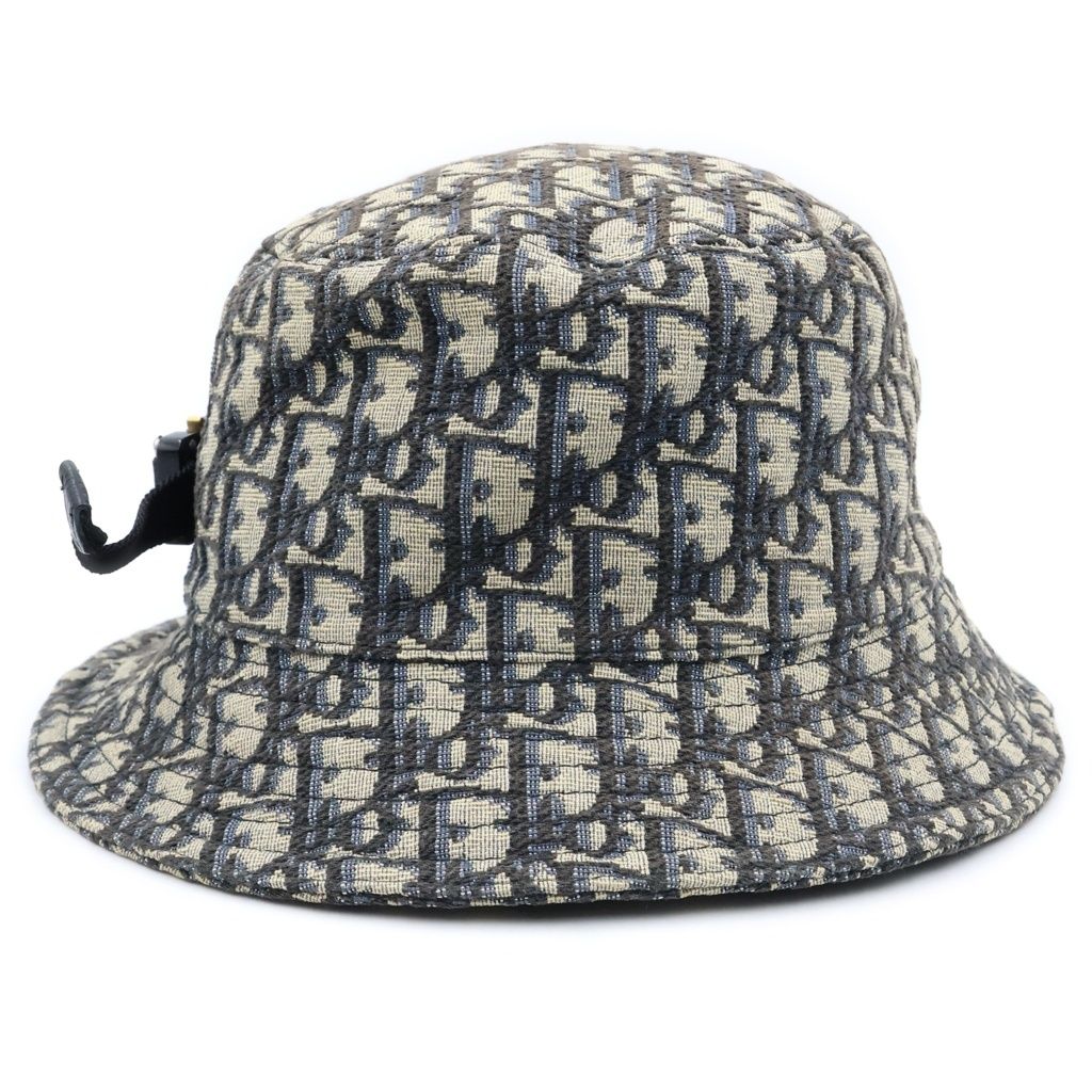 Dior Oblique Cotton Blend Jacquard Bob Hat Bucket Hat Beige Navy — view 2