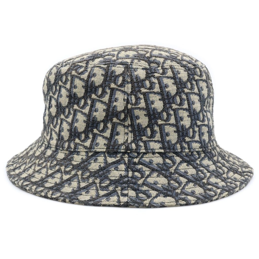 Dior Oblique Cotton Blend Jacquard Bob Hat Bucket Hat Beige Navy — view 3