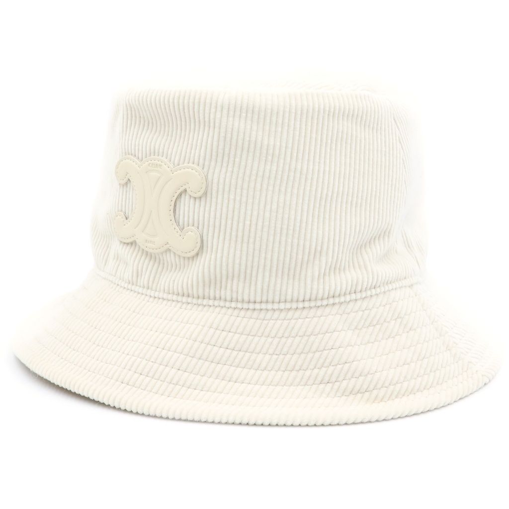 Celine Triomphe Cotton Corduroy Bucket Hat M Ivory — view 2