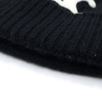 Celine Triomphe Logo Embroidery Cashmere Knit Cap Beanie Black Hat — view 5