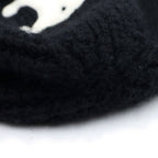 Celine Triomphe Logo Embroidery Cashmere Knit Cap Beanie Black Hat — view 6