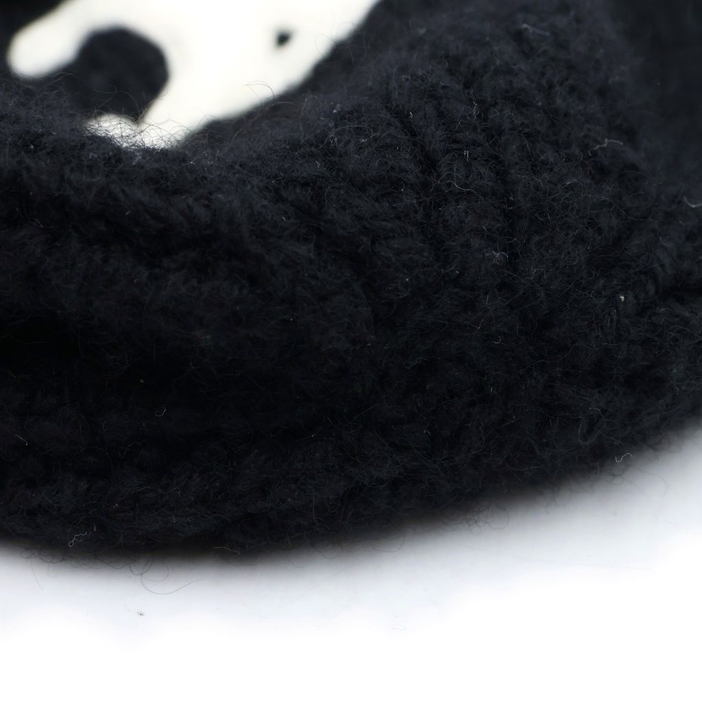 Celine Triomphe Logo Embroidery Cashmere Knit Cap Beanie Black Hat — view 6