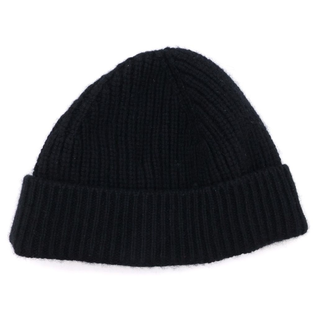 Celine Triomphe Logo Embroidery Cashmere Knit Cap Beanie Black Hat — view 2