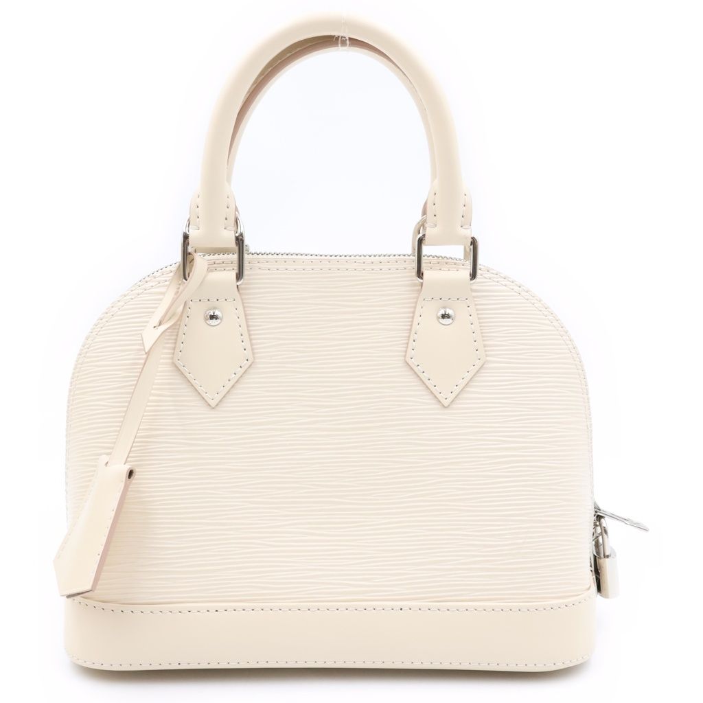 Louis Vuitton Epi Alma BB Leather Silver 2-Way Shoulder Bag Quartz White