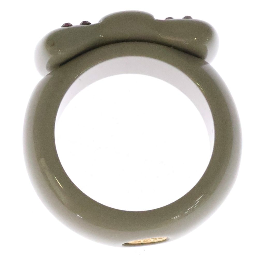 Chanel CC Logo Rhinestone Ribbon Ring Gray — view 6