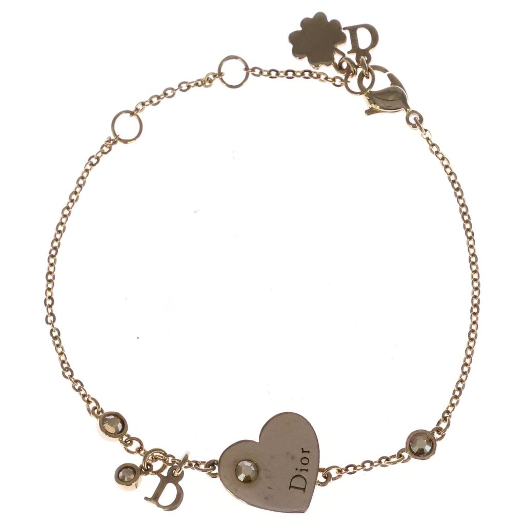 Dior Monsieur Heart Clover Logo Charm Bracelet Gold