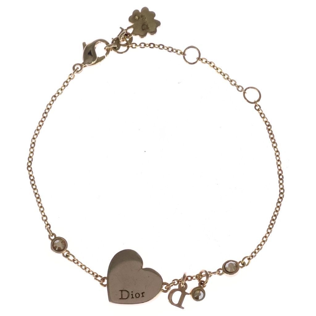 Dior Monsieur Heart Clover Logo Charm Bracelet Gold — view 2