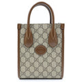 Gucci Interlocking G Shoulder Bag Beige Brown Leather Gold