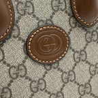 Gucci Interlocking G Shoulder Bag Beige Brown Leather Gold — view 6