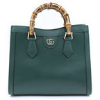 Gucci Diana Bamboo 2-Way Shoulder Bag Moss Green Leather Gold