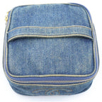Chanel Vintage Denim Vanity Handbag Pouch Indigo Blue Gold — view 5