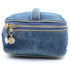 Chanel Vintage Denim Vanity Handbag Pouch Indigo Blue Gold — view 3