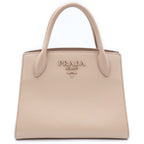 Prada Monochrome Small Handbag 2-Way Back Saffiano Leather Pink