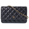 Chanel CC Logo Quilted Caviar Leather Gold Chain Wallet Shoulder Bag Random