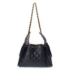 Chanel 25 Small Bag Grained Caviar Gold Black — view 2