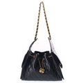 Chanel 25 Small Bag Grained Caviar Gold Black