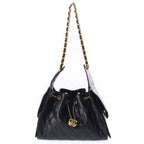 Chanel 25 Small Bag Grained Caviar Gold Black