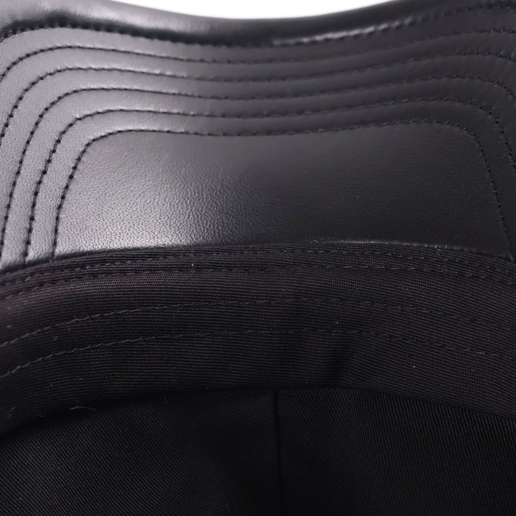 Celine Logo Embroidery Leather Cap Black Hat — view 6