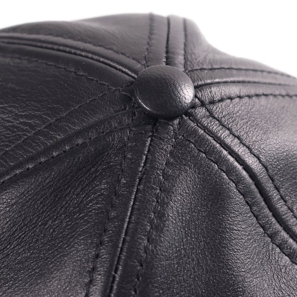 Celine Logo Embroidery Leather Cap Black Hat — view 5