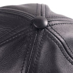 Celine Logo Embroidery Leather Cap Black Hat — view 5