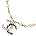 Chanel CC Logo Pearl Necklace Chain Gold