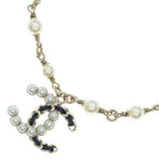 Chanel CC Logo Pearl Necklace Chain Gold
