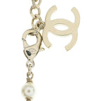 Chanel CC Logo Pearl Necklace Chain Gold — view 4