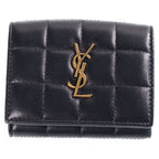 Saint Laurent Paris Trifold Wallet Compact Lambskin Black