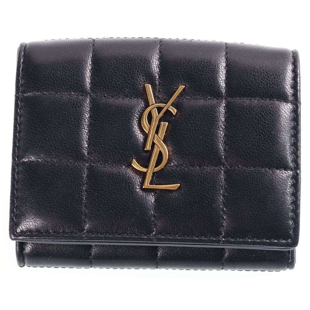 Saint Laurent Paris Trifold Wallet Compact Lambskin Black