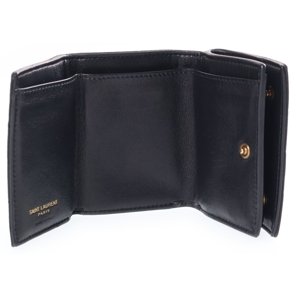 Saint Laurent Paris Trifold Wallet Compact Lambskin Black — view 5