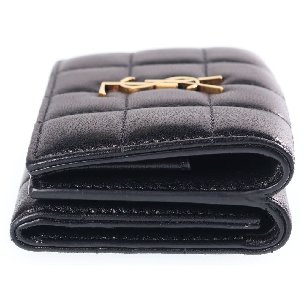 Saint Laurent Paris Trifold Wallet Compact Lambskin Black — view 3