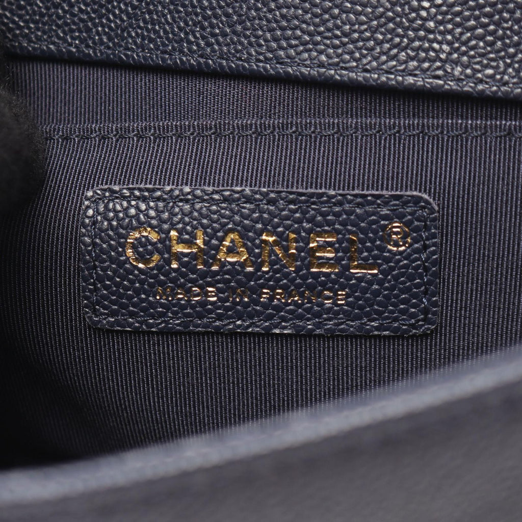 Chanel Shoulder Bag Boy Small Navy Caviar Leather Chain — view 4