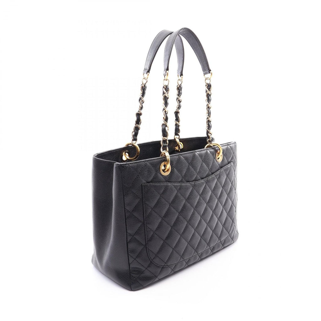Chanel Tote Quilted Grand Shopping GST Black Caviar Leather Chain — view 2