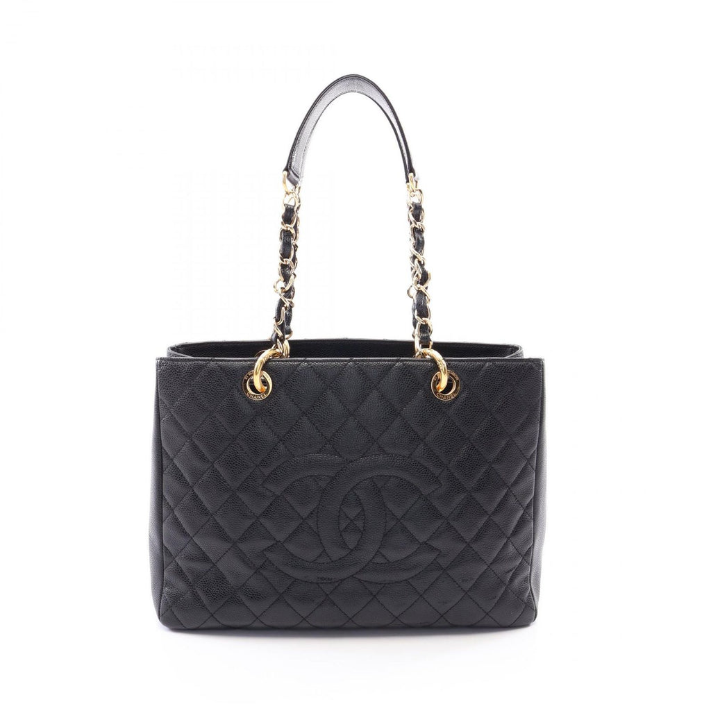 Chanel Tote Quilted Grand Shopping GST Black Caviar Leather Chain