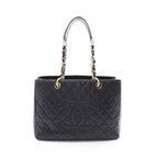 Chanel Tote Quilted Grand Shopping GST Black Caviar Leather Chain