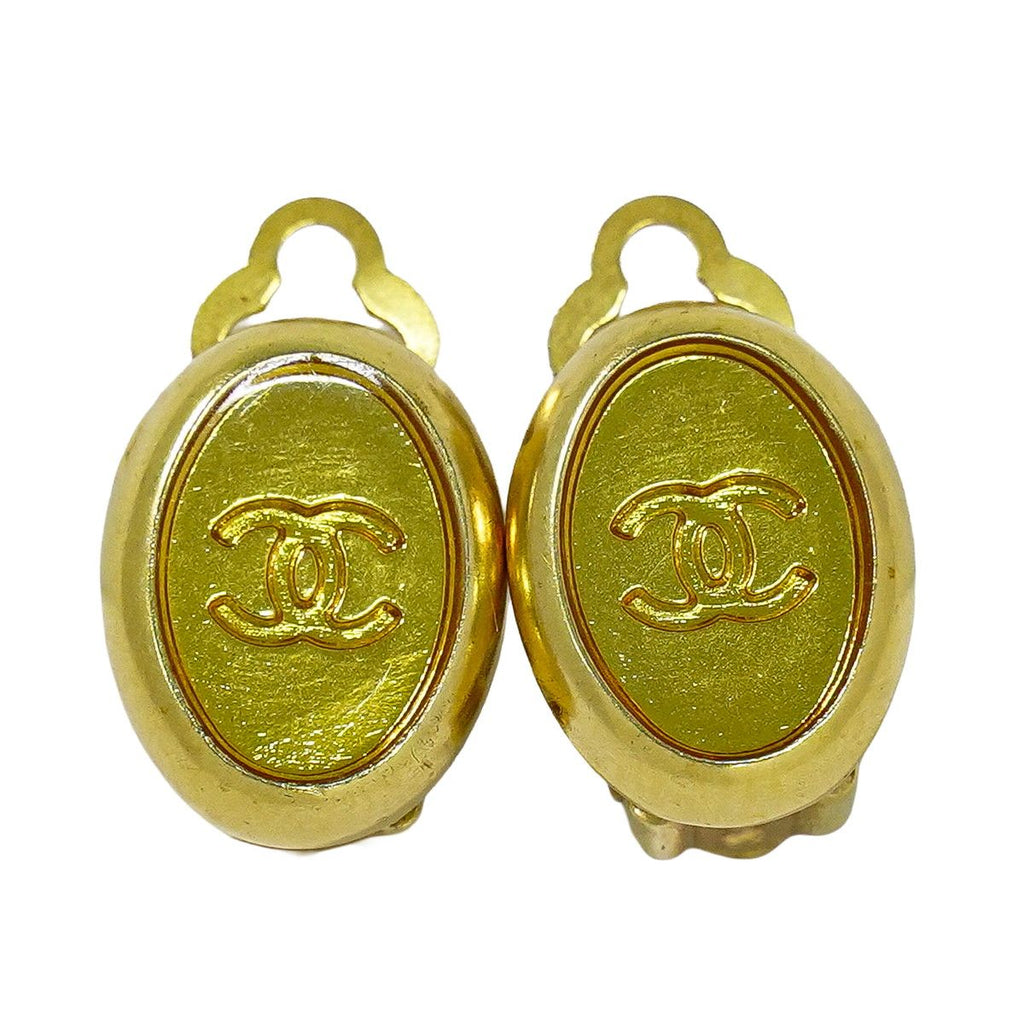 Chanel CC Logo Earrings Gold Plated