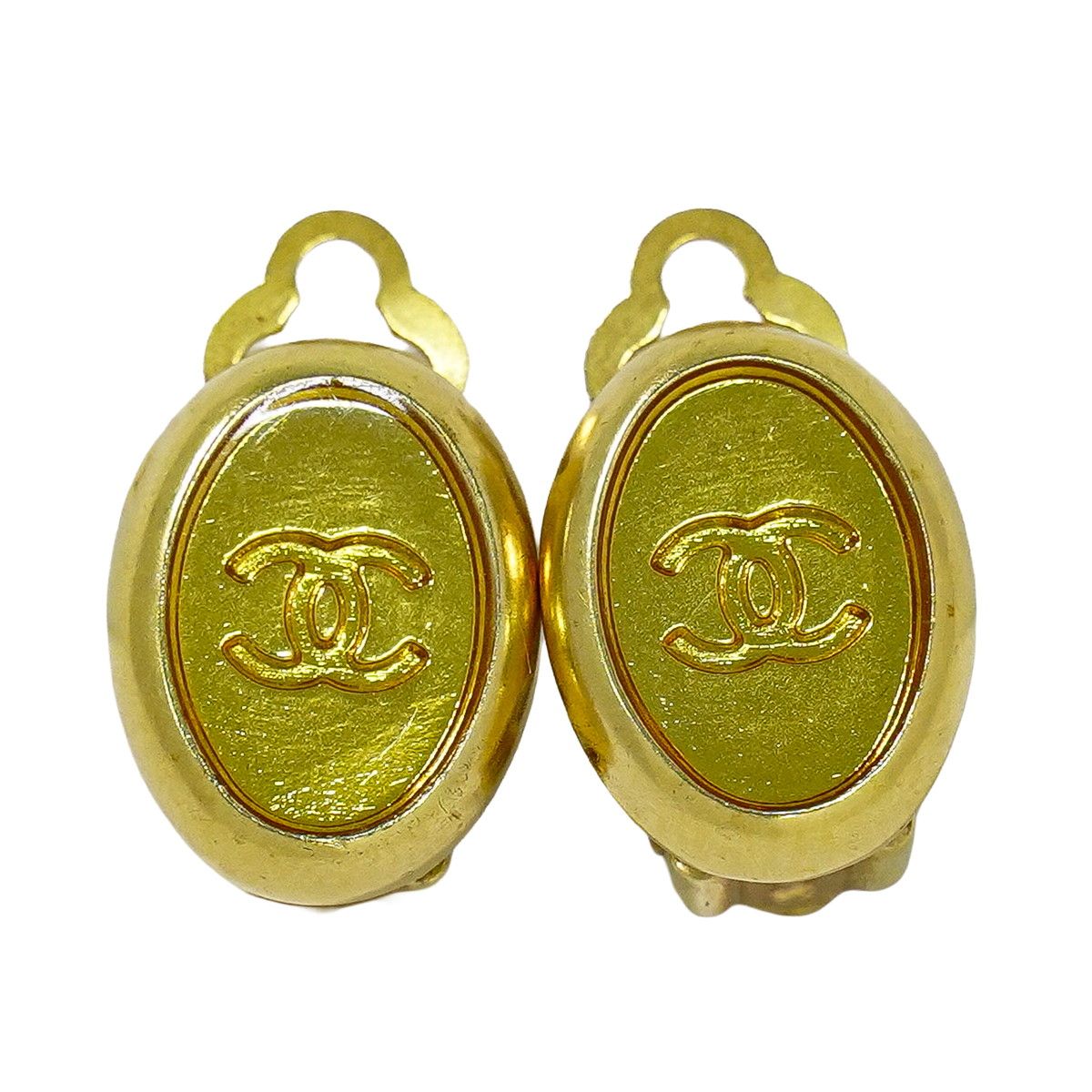 Chanel CC Logo Earrings Gold Plated