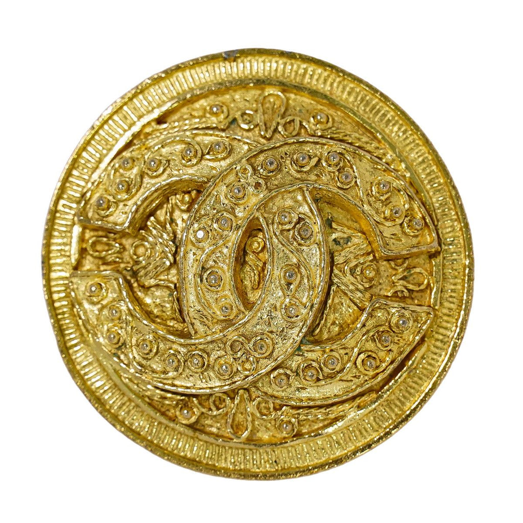 Chanel CC Logo Brooch Gold Plated