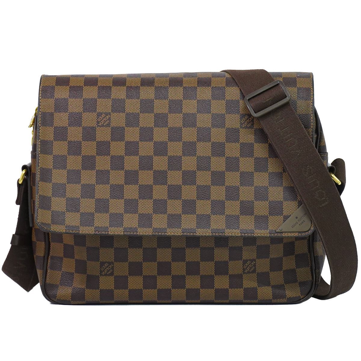 Louis Vuitton LV Shelton MM Damier Ebene Shoulder Bag Brown