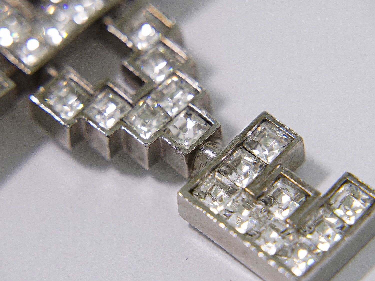 Chanel Love CC Logo Rhinestone Brooch Metal Silver Black — view 4