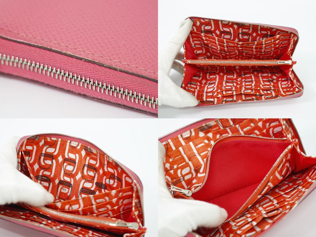 Hermes Azap Silk'in Long Zip Around Wallet Leather Pink — view 8