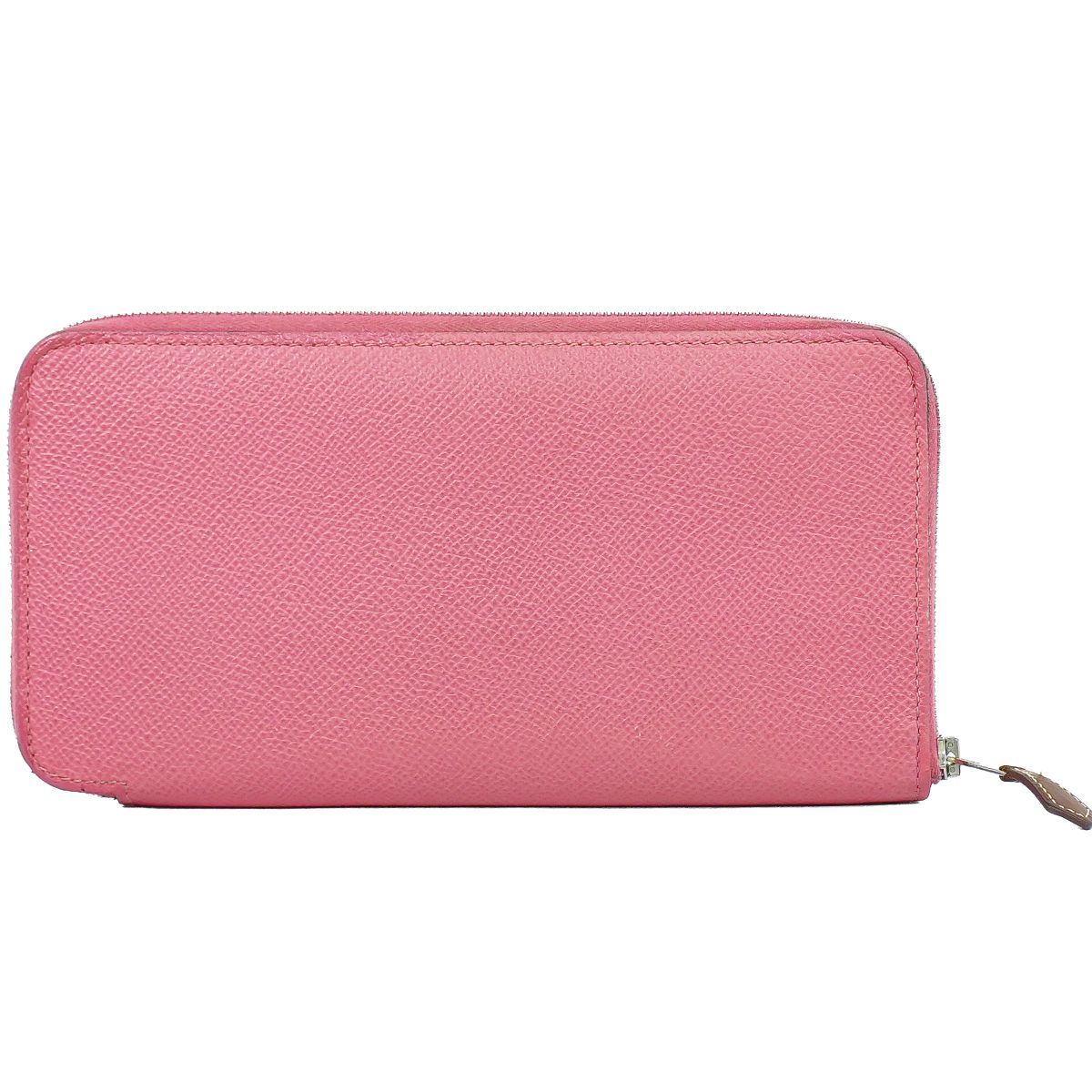 Hermes Azap Silk'in Long Zip Around Wallet Leather Pink