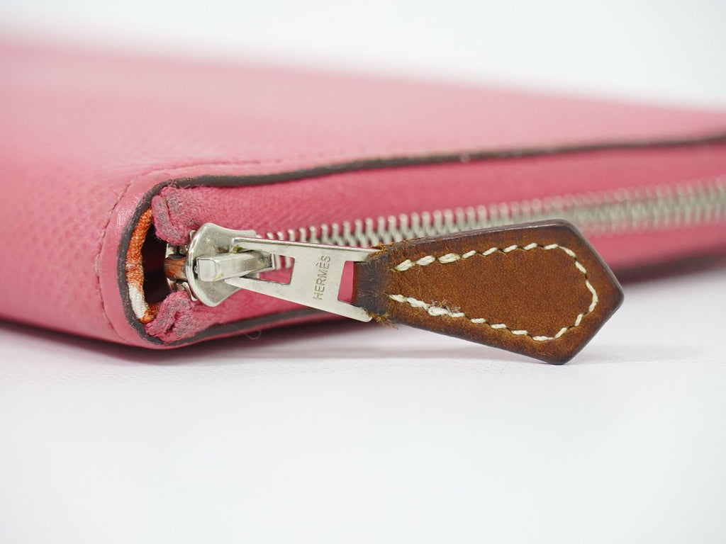 Hermes Azap Silk'in Long Zip Around Wallet Leather Pink — view 7