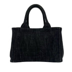 Prada Canapa Cotton Denim Handbag Mini Tote Black — view 3