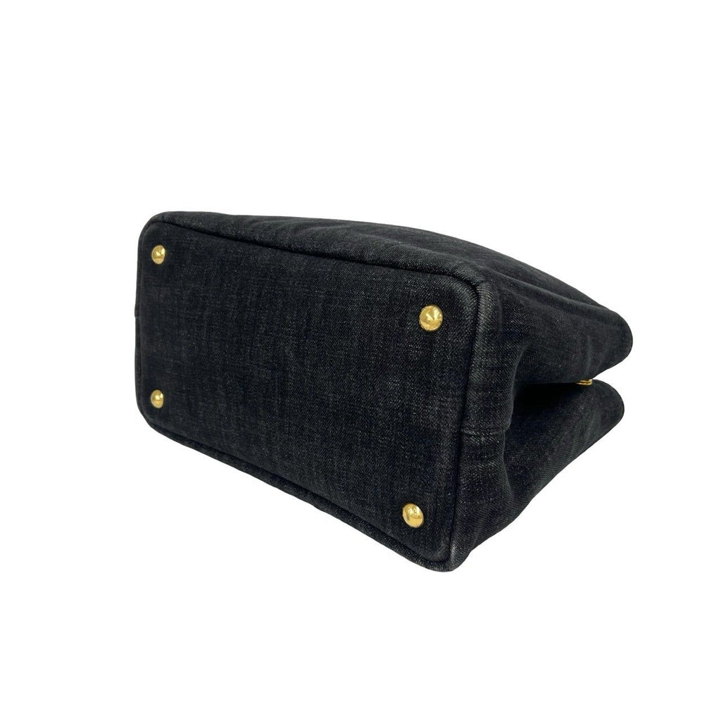 Prada Canapa Cotton Denim Handbag Mini Tote Black — view 8