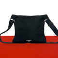 Prada Tessuto Pocono Nylon Leather Shoulder Bag Crossbody Black