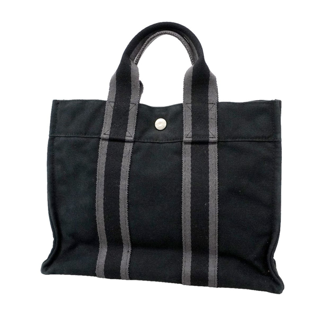 Hermes Tote Fourre Tout PM Canvas Black Silver