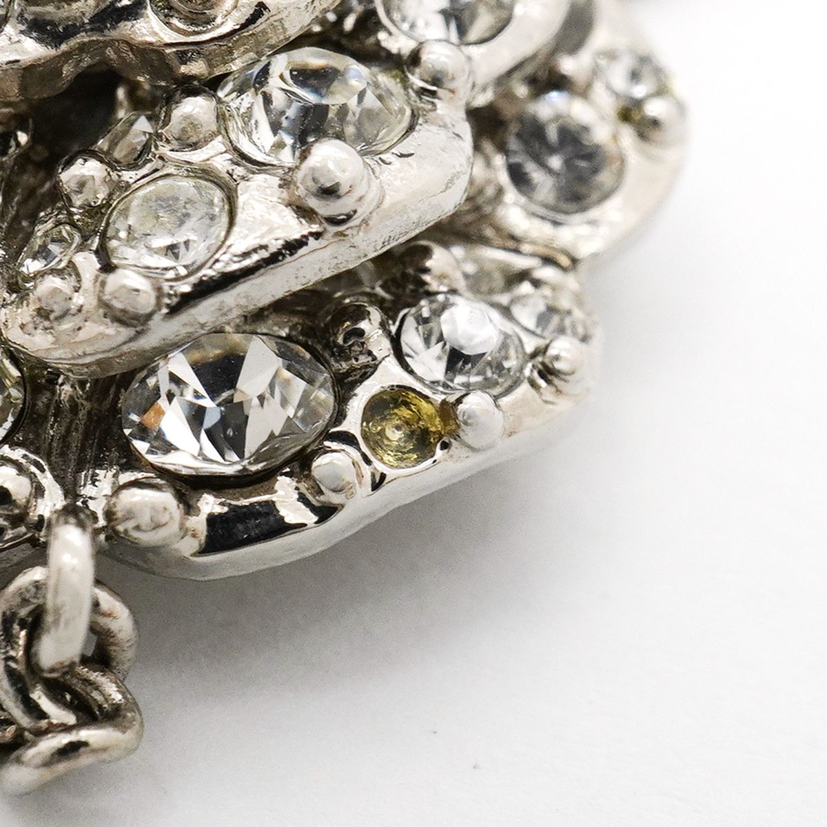 Chanel Necklace CC Logo Camellia Metal Rhinestone Silver — view 7